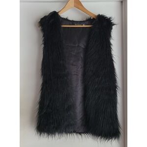 Wenxi Women Vest XL Casual Black Faux Fur Bohemian